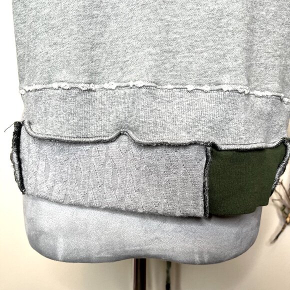 Womens Patchwork Hoodie Size Small Gray Green Tie Dye Ripped Frayed Grunge Goth - Picture 7 of 11